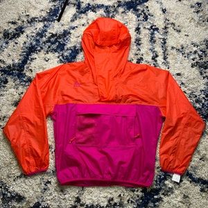 Men’s Medium Nike ACG 1/2 Zip Hooded Pullover Windbreaker Orange Pink